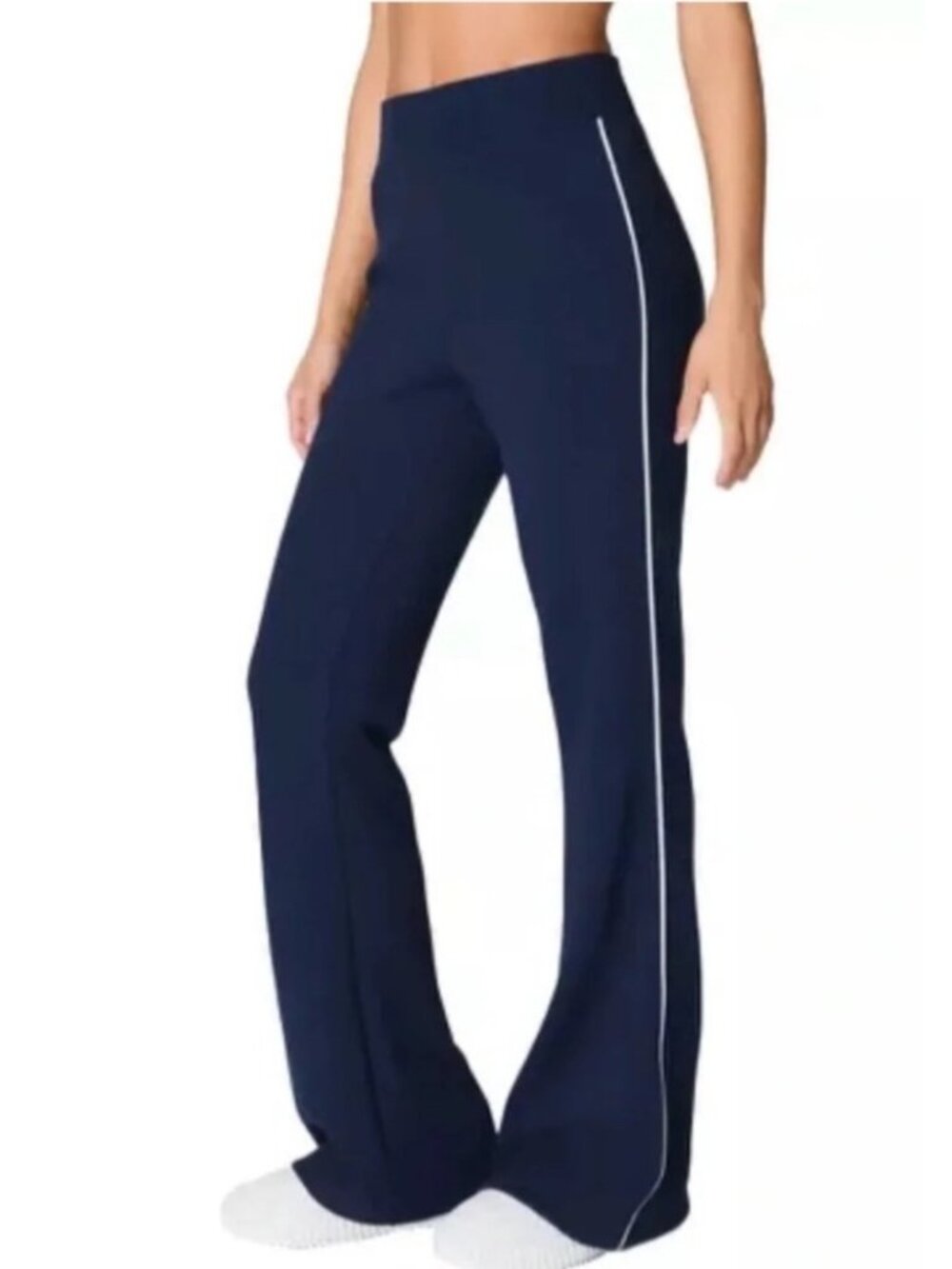NEW Spanx Air Essentials Airpique Flare Track Pants Pull-On Timeless Navy Medium